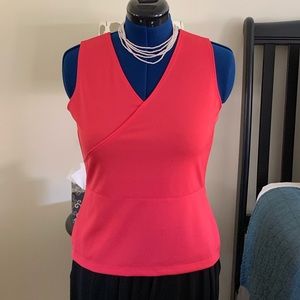 Preview Collection Coral Surplice Faux Wrap Top